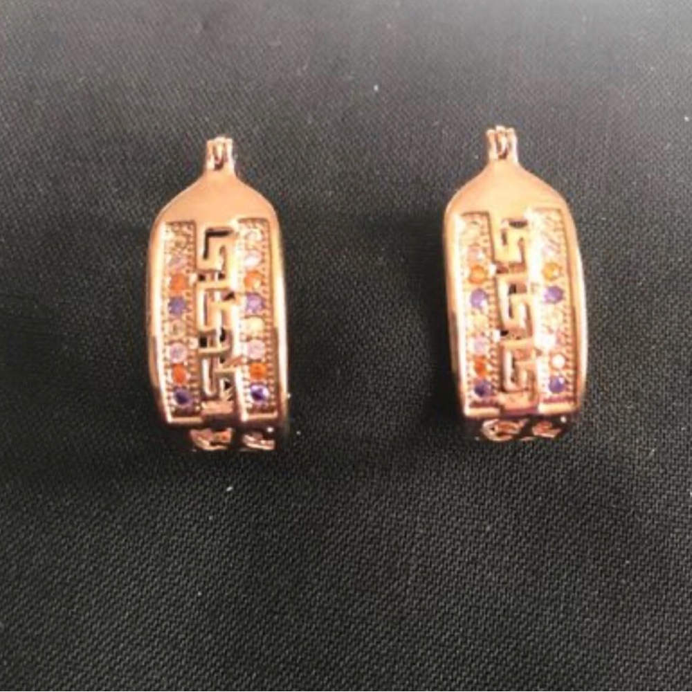 Elegant Rose Gold Earrings with Multicolor Accents